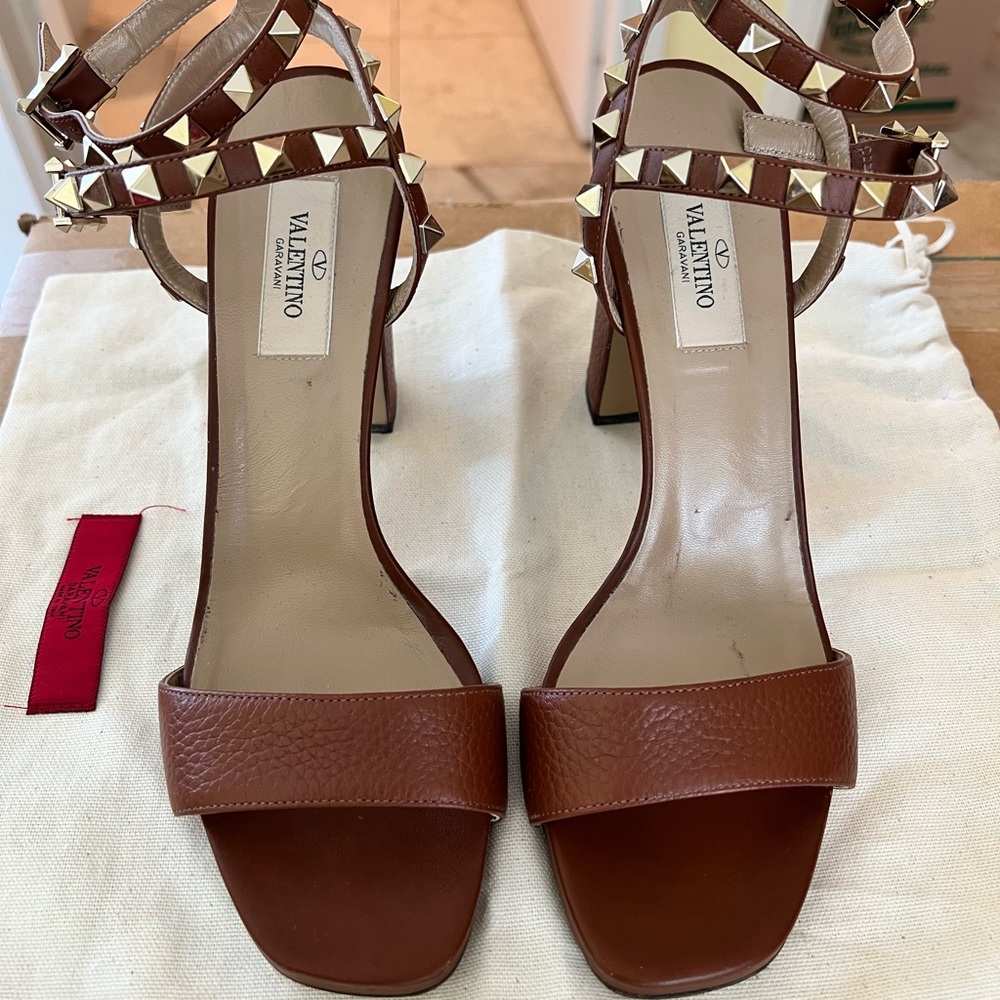 Valentino rock stud leather chunky heel sandal